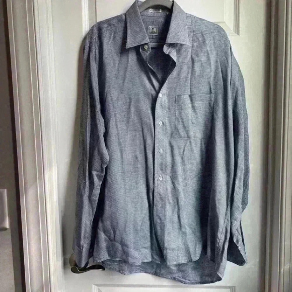Peter Millar LS Button Down Collar Shirt - 16 1/2 - L Excellent Blue/White Check - Picture 1 of 5